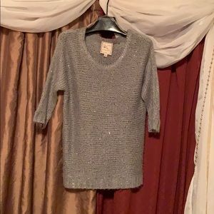 Pink Rose grey knit lightweight shimmery sweater